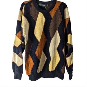 Tundra Canada Textured Brown Sweater Geometric Cosby Style..Size  XL